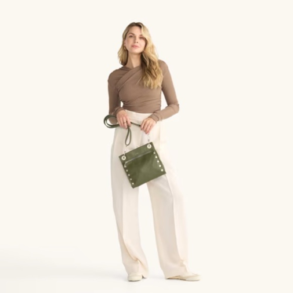 Hammitt Tony Landscape Green, brushed Silver Crossbody Bag size Medium